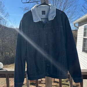 GAP Men's Black Jacket with Sherpa Collar